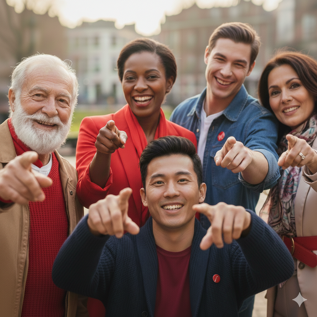 Gelukkige mensen die verbinding maken